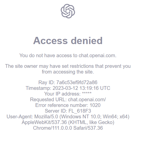 解决访问提示Access denied，You do not have access to chat.openai.com